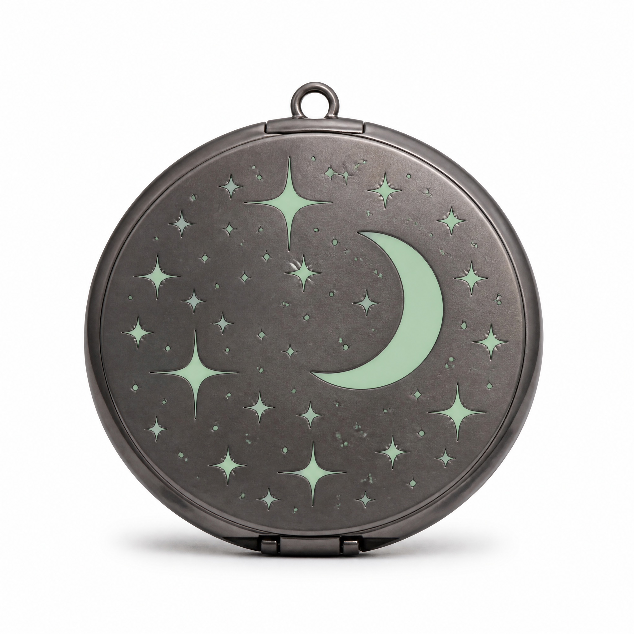 Custom Glow-in-the-Dark Enamel Metal Makeup Mirror with Laser Engraving
