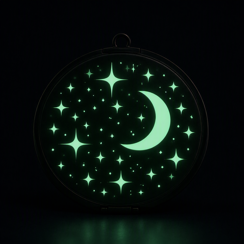 Custom Glow-in-the-Dark Enamel Metal Makeup Mirror with Laser Engraving