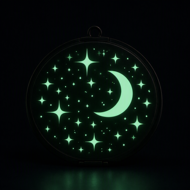 Custom Glow-in-the-Dark Enamel Metal Makeup Mirror with Laser Engraving