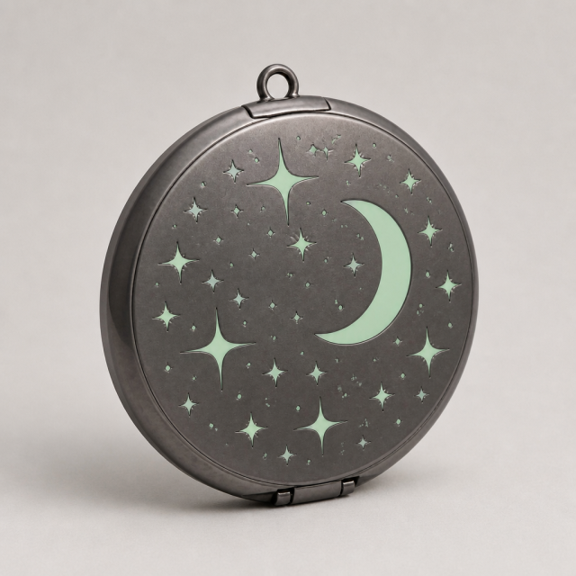 Custom Glow-in-the-Dark Enamel Metal Makeup Mirror with Laser Engraving