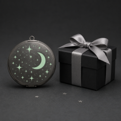 Custom Glow-in-the-Dark Enamel Metal Makeup Mirror with Laser Engraving