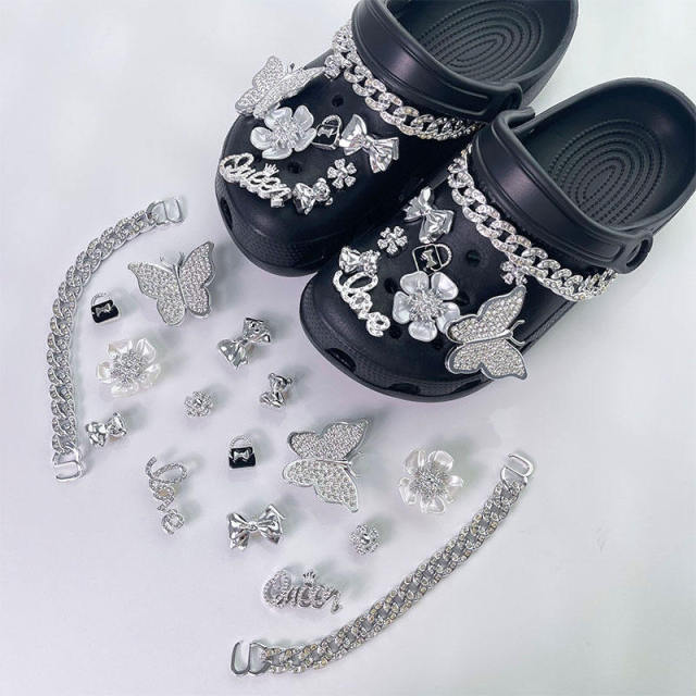 Luxury Crystal Shoe Charms for Clogs — Custom Words, Low MOQ Wholesale
