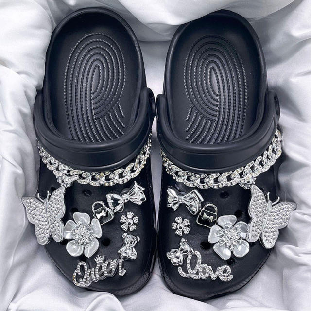 Luxury Crystal Shoe Charms for Clogs — Custom Words, Low MOQ Wholesale