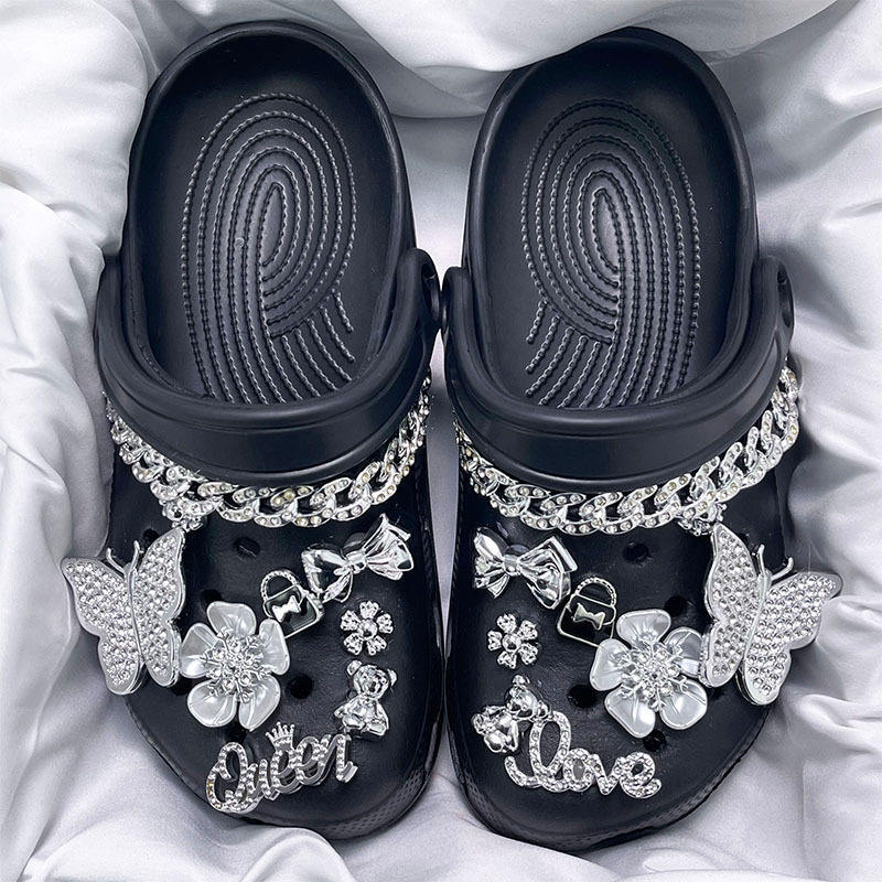 Luxury Crystal Shoe Charms for Clogs — Custom Words, Low MOQ Wholesale