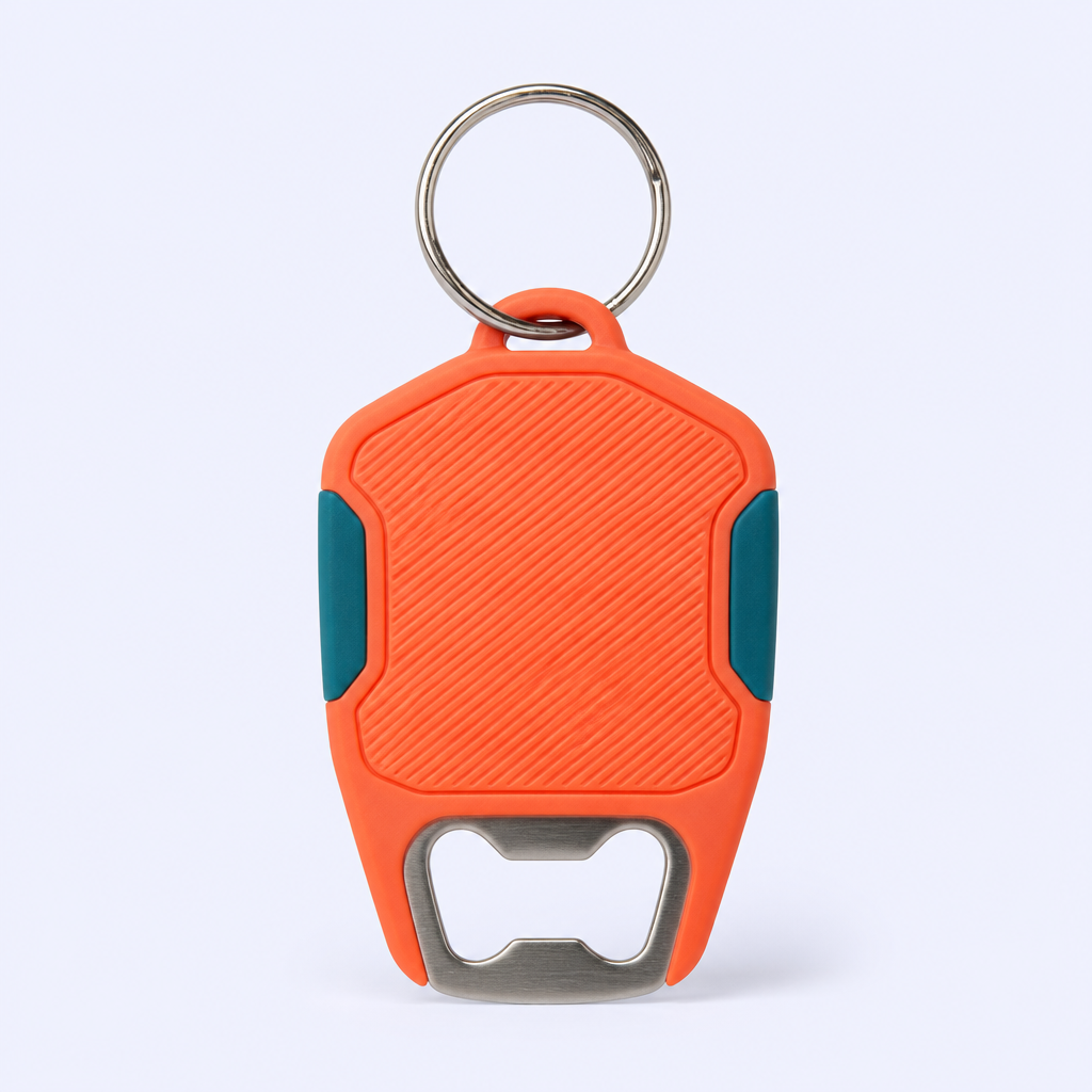PVC Tool Keychain with Bottle Opener - Soft Touch EDC Key Ring, STANDARD GIFTS