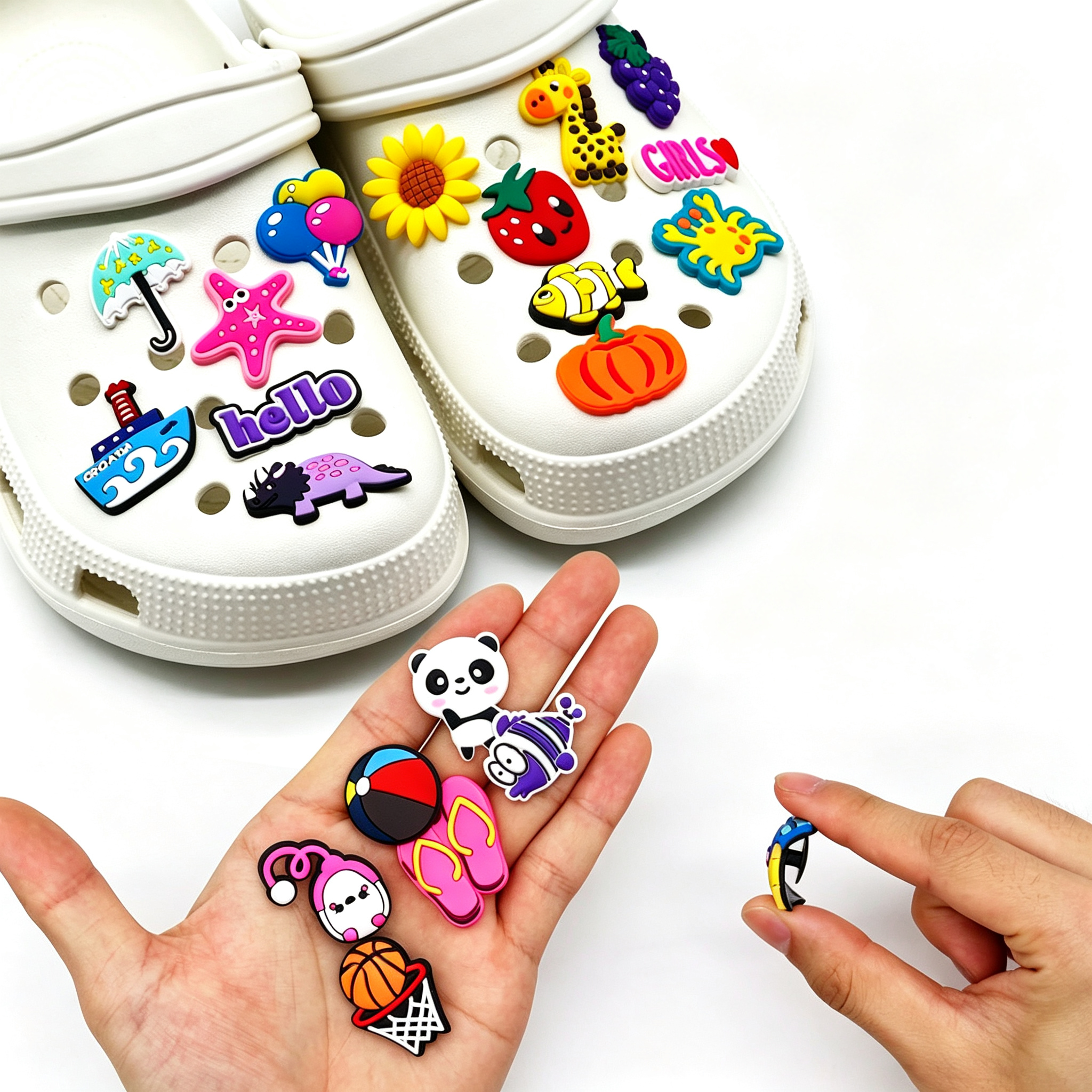Custom 3D Rubber Shoe Charms with Logo for Shoes, Sandals & Clogs