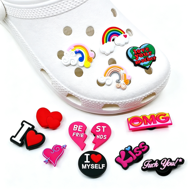 Custom 3D Rubber Shoe Charms with Logo for Shoes, Sandals & Clogs