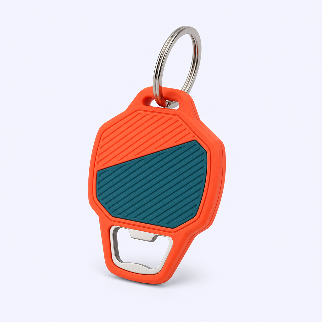 PVC Tool Keychain with Bottle Opener - Soft Touch EDC Key Ring, STANDARD GIFTS