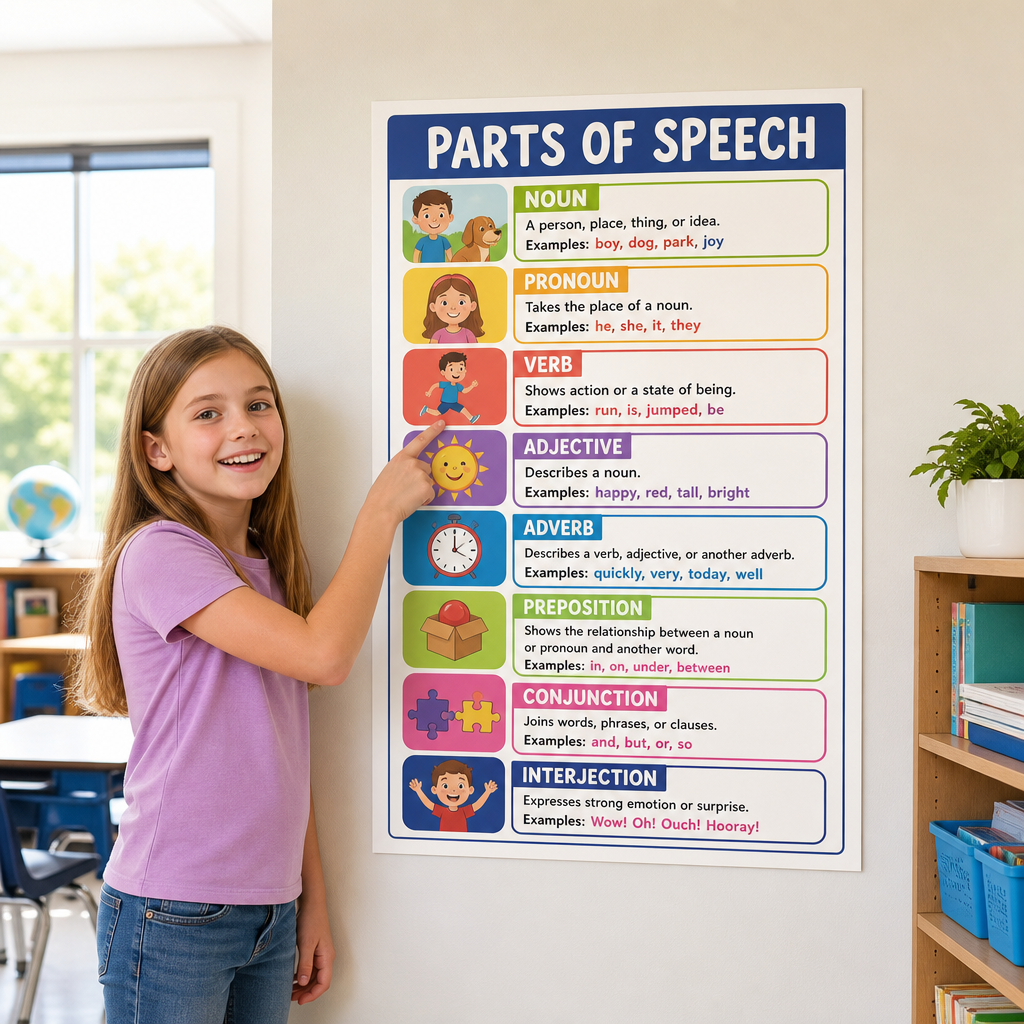 Educational Posters for Classroom - Kids Learning Chart Set - School Wall Posters for Students