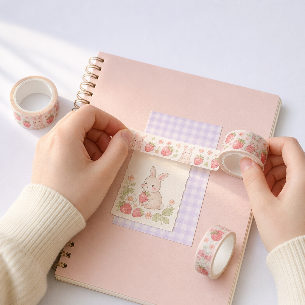 Cute Kawaii Washi Tape Set - Pastel Decorative Masking Tape for Journaling and Scrapbooking