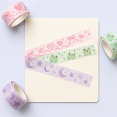 Cute Kawaii Washi Tape Set - Pastel Decorative Masking Tape for Journaling and Scrapbooking