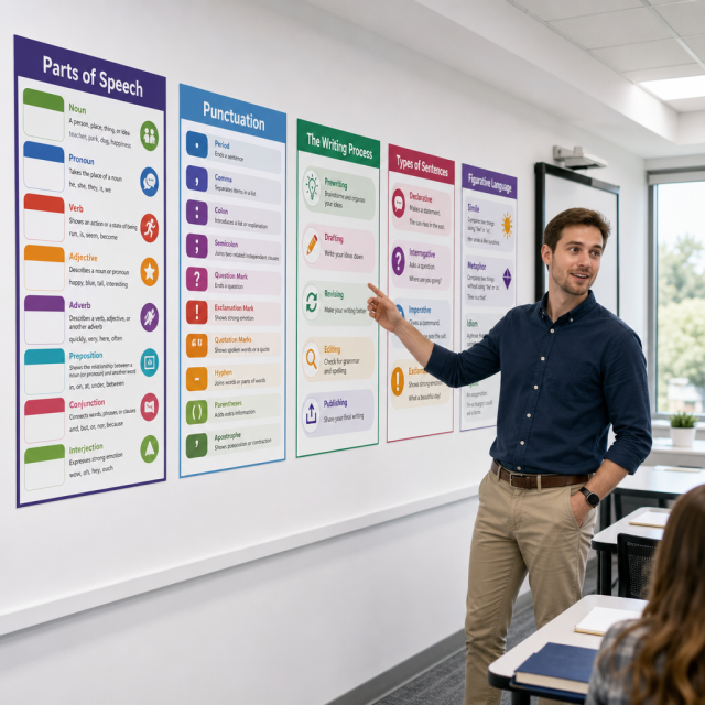 Educational Posters for Classroom - Kids Learning Chart Set - School Wall Posters for Students