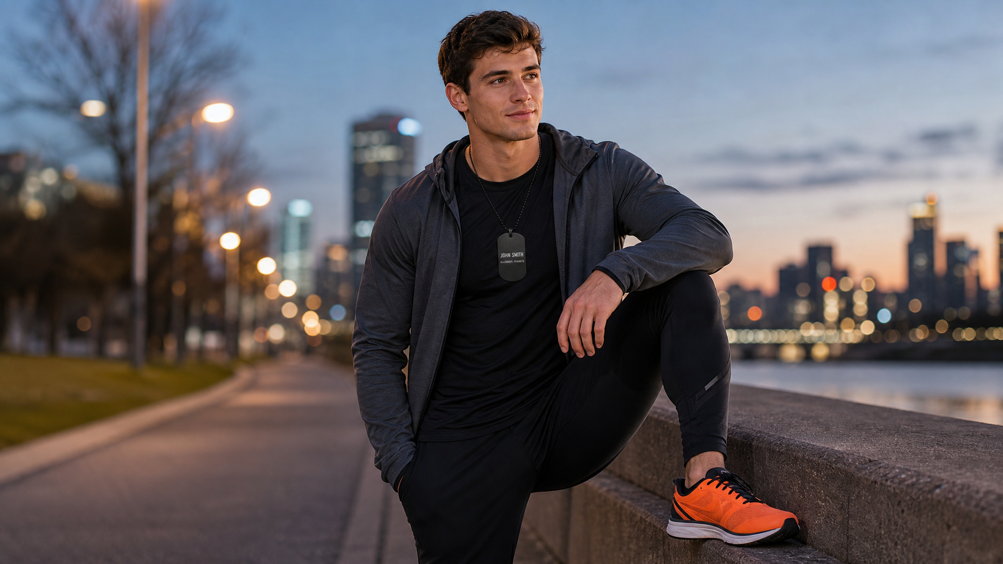 Runner outfit look at dusk