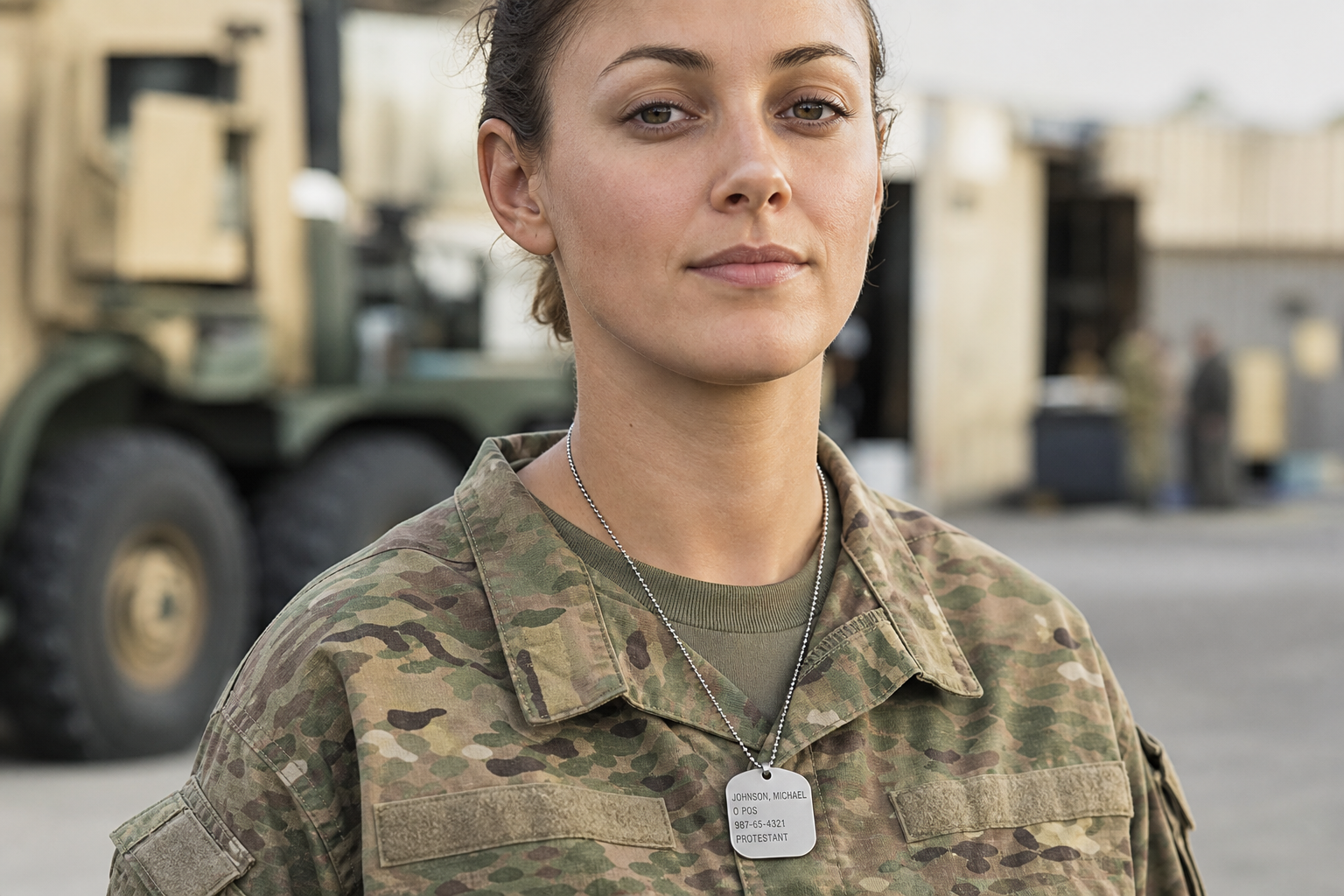 Soldier wearing a custom dog tag