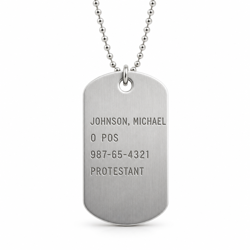 Custom engraved military dog tag