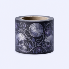 Dark Gothic Skull Washi Tape - Thorned Vine and Crescent Moon Series