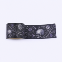 Dark Gothic Skull Washi Tape - Thorned Vine and Crescent Moon Series