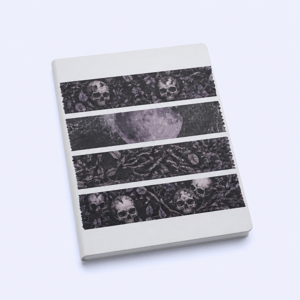 Dark Gothic Skull Washi Tape - Thorned Vine and Crescent Moon Series