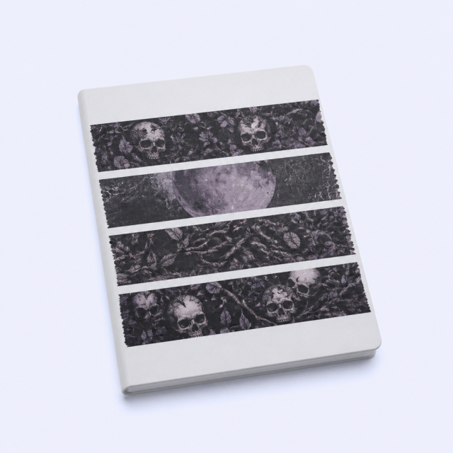 Dark Gothic Skull Washi Tape - Thorned Vine and Crescent Moon Series
