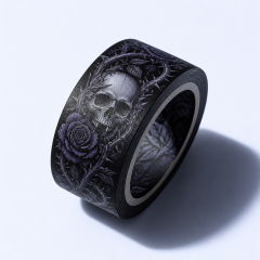 Dark Gothic Skull Washi Tape - Thorned Vine and Crescent Moon Series