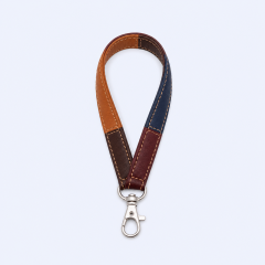 Custom Multicolor Patchwork Leather Wristlet Keychain - Personalized Bulk Gift