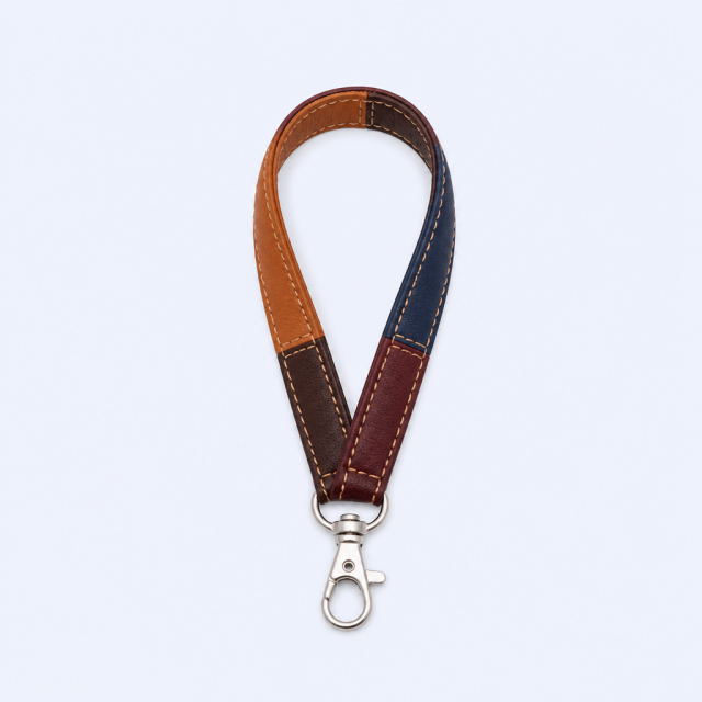 Custom Multicolor Patchwork Leather Wristlet Keychain - Personalized Bulk Gift