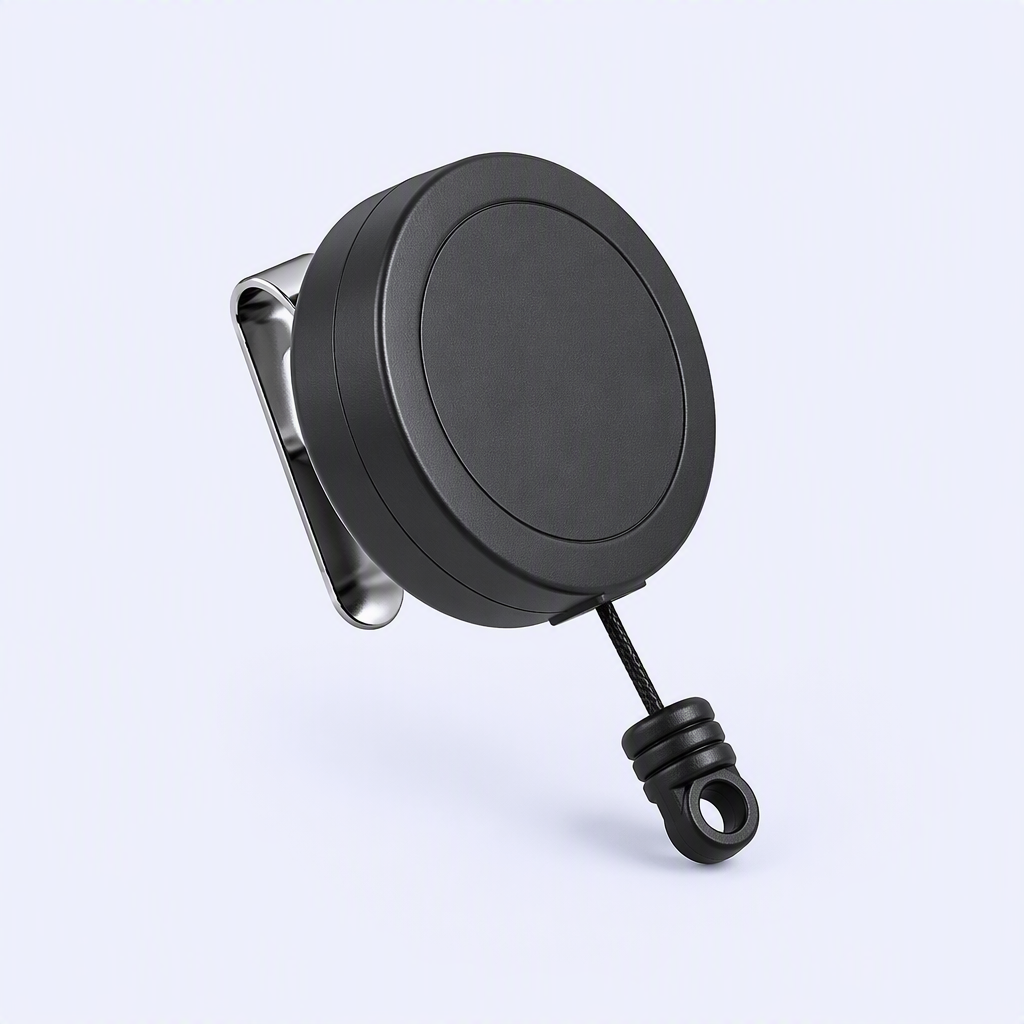 Custom Minimalist Badge Reel - Retractable ID Holder with Spring-Loaded Clip