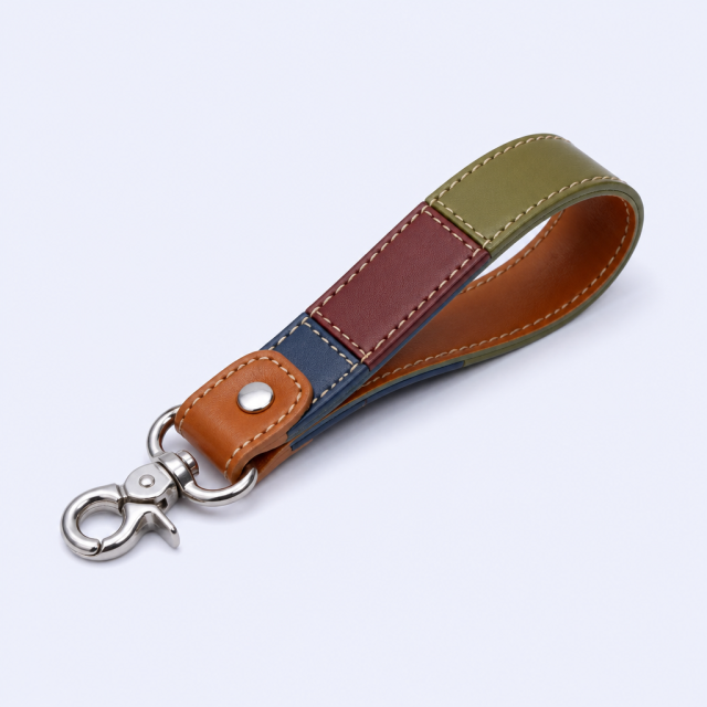 Custom Multicolor Patchwork Leather Wristlet Keychain - Personalized Bulk Gift