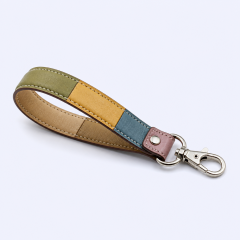 Custom Multicolor Patchwork Leather Wristlet Keychain - Personalized Bulk Gift