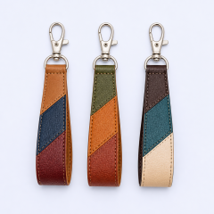 Custom Multicolor Patchwork Leather Wristlet Keychain - Personalized Bulk Gift
