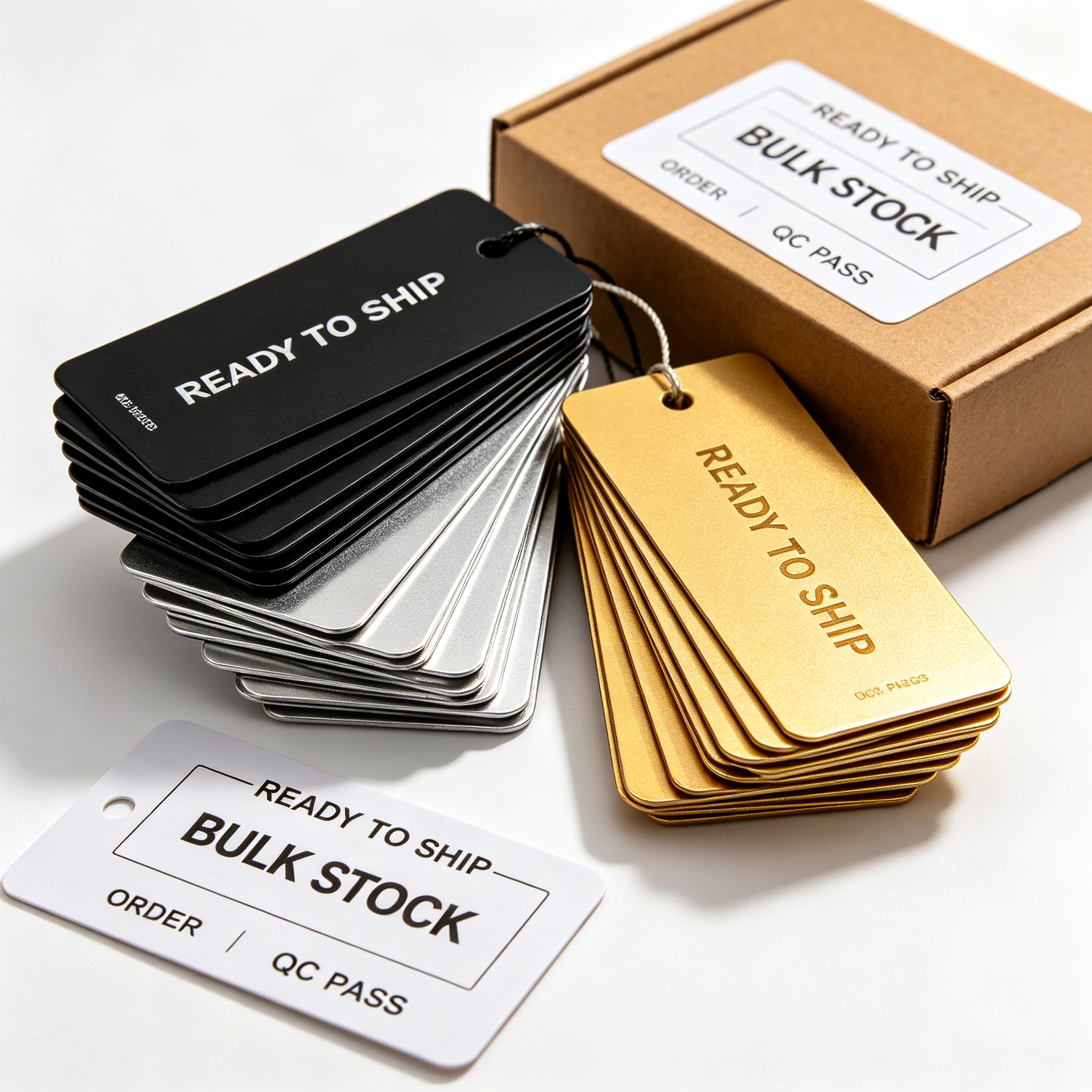 Ready to ship bulk stock matte tags with kraft box