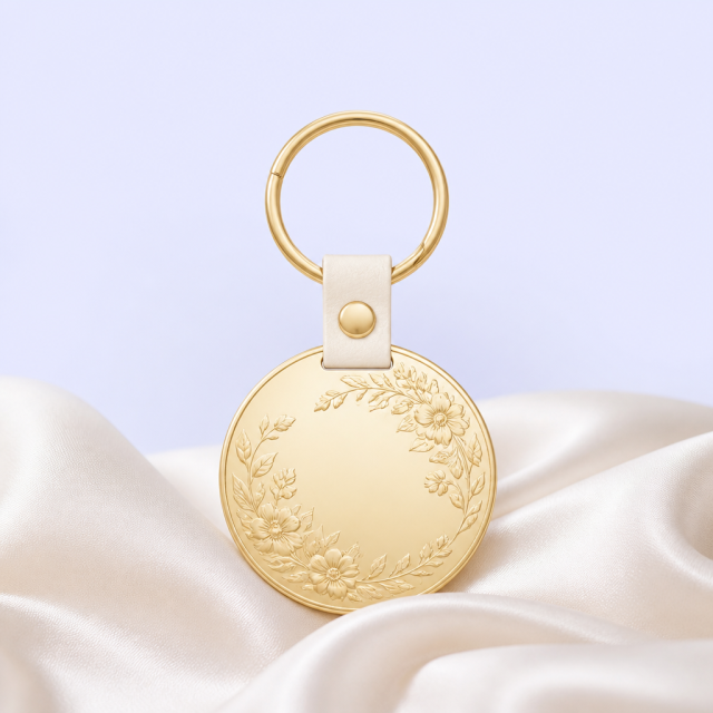 Custom Wedding Keepsake Keychain - Personalized Leather Bridal Favor