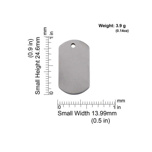 Custom Metal Pet ID Tag Rectangle - Engraved Name & QR Dog Tag