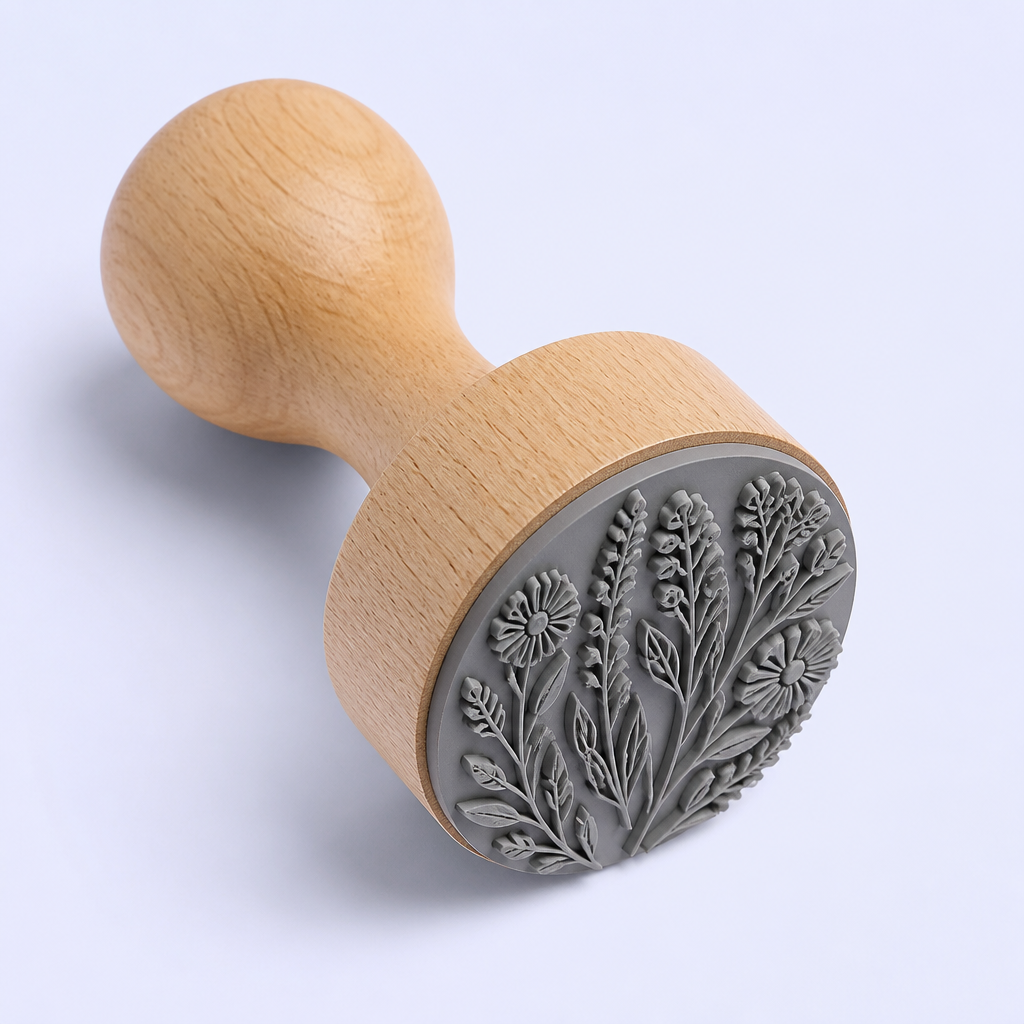 Custom Journal Rubber Stamp - Personalized Wooden Hand Stamp with Cute, Floral and Word Patterns - STANDARD GIFTS