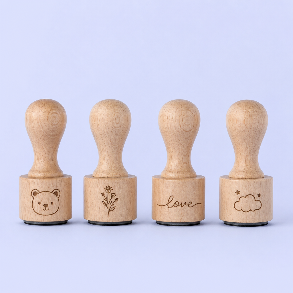 Custom Journal Rubber Stamp - Personalized Wooden Hand Stamp with Cute, Floral and Word Patterns - STANDARD GIFTS