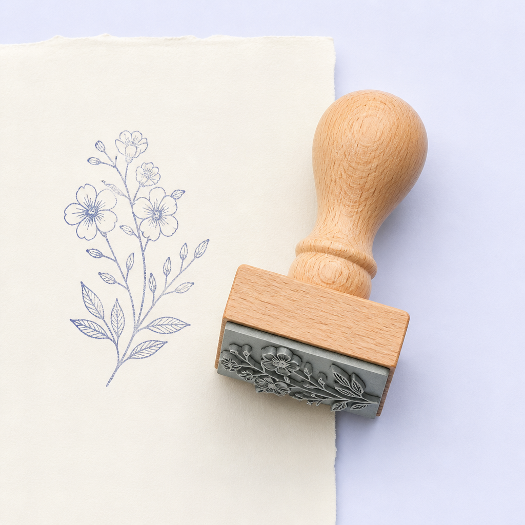 Custom Journal Rubber Stamp - Personalized Wooden Hand Stamp with Cute, Floral and Word Patterns - STANDARD GIFTS
