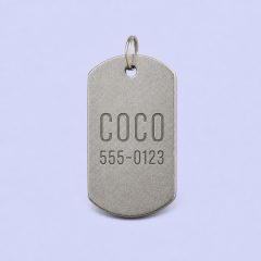 Custom Metal Pet ID Tag Rectangle - Engraved Name & QR Dog Tag