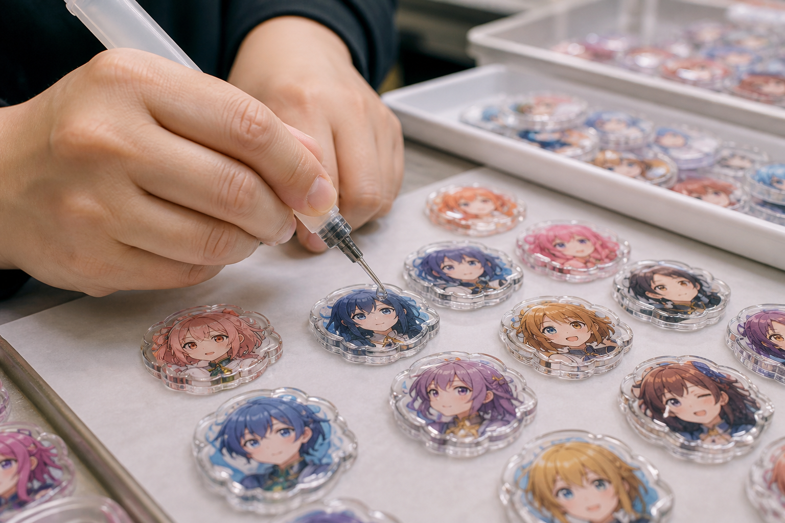 Standard Gifts acrylic pin workshop floor