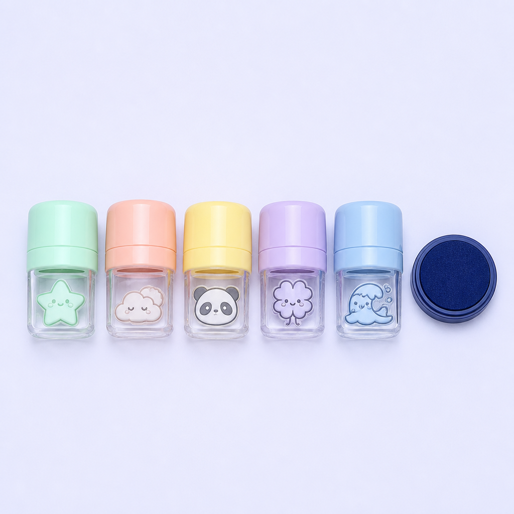 personalized Customized Logo Office Stamper Custom OEM Cartoon Metal Stamping Foil Round Self Rubber Plastic Inking Stamps