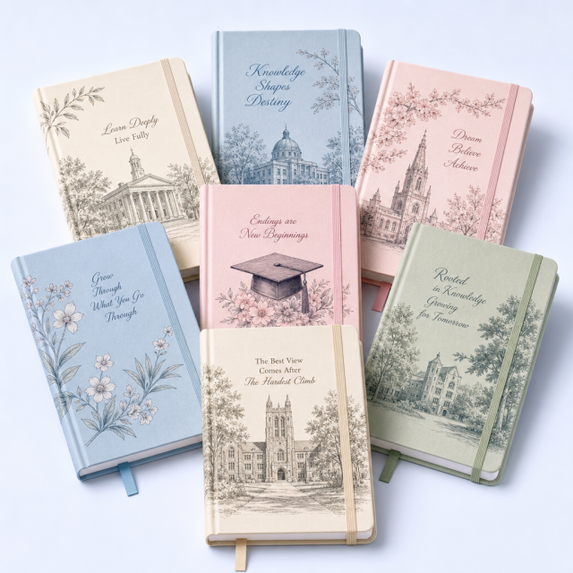 STANDARD GIFTS Custom Campus Theme Hardcover Notebook - Aesthetic Pastel Student Journal for High School, College & Graduation Gifts