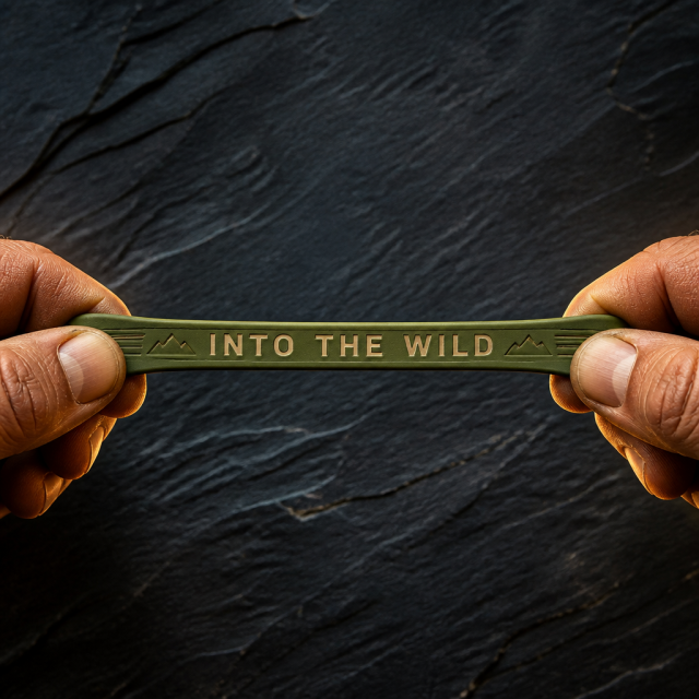 Custom Outdoor Adventure Silicone Wristbands - Topographic Mountain Debossed Rubber Bracelets for Hiking, Camping & Trail Events (No MOQ)