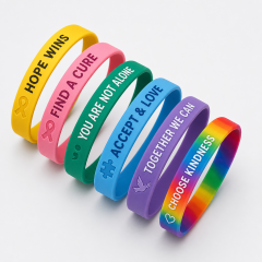 Custom Awareness Ribbon Silicone Wristbands - Personalized Ink Filled Charity Rubber Bracelets for Nonprofits, Fundraisers & Memorials (No MOQ)