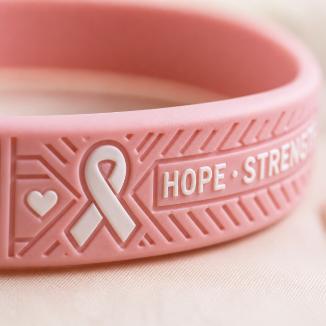Custom Awareness Ribbon Silicone Wristbands - Personalized Ink Filled Charity Rubber Bracelets for Nonprofits, Fundraisers & Memorials (No MOQ)
