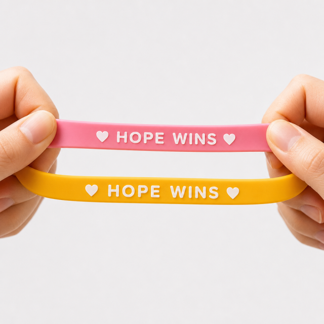 Custom Awareness Ribbon Silicone Wristbands - Personalized Ink Filled Charity Rubber Bracelets for Nonprofits, Fundraisers & Memorials (No MOQ)