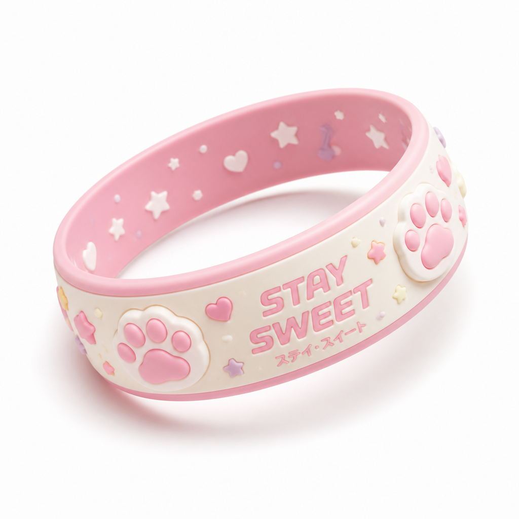 Custom Kawaii Anime Silicone Wristbands - 3D Raised Cartoon Character Rubber Bracelets for Comic Cons, Artists & Fandom Merch (No MOQ)