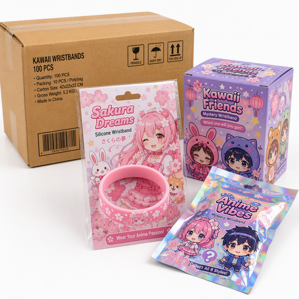 Custom Kawaii Anime Silicone Wristbands - 3D Raised Cartoon Character Rubber Bracelets for Comic Cons, Artists & Fandom Merch (No MOQ)