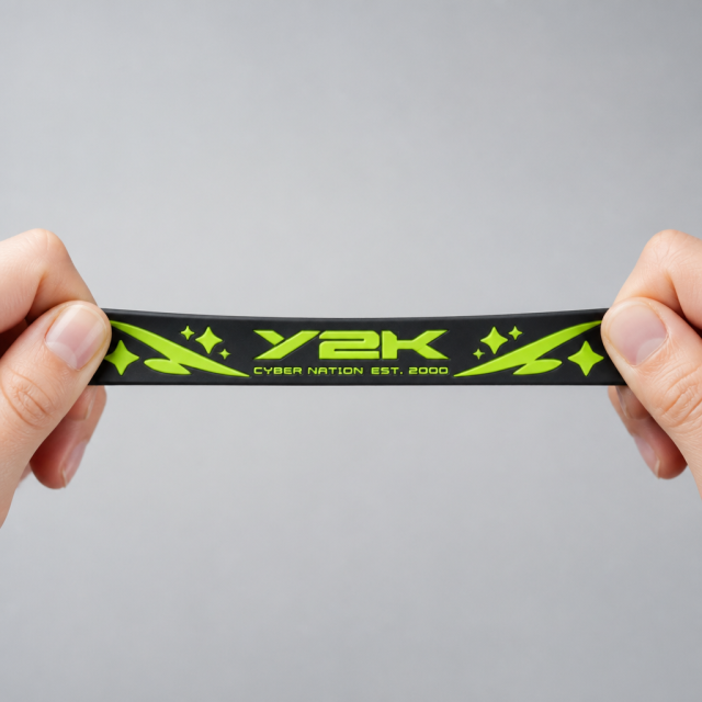 Custom Streetwear Aesthetic Silicone Wristbands - Minimalist Acid Typography Rubber Bracelets for Fashion Brands & Creator Merch (No MOQ)