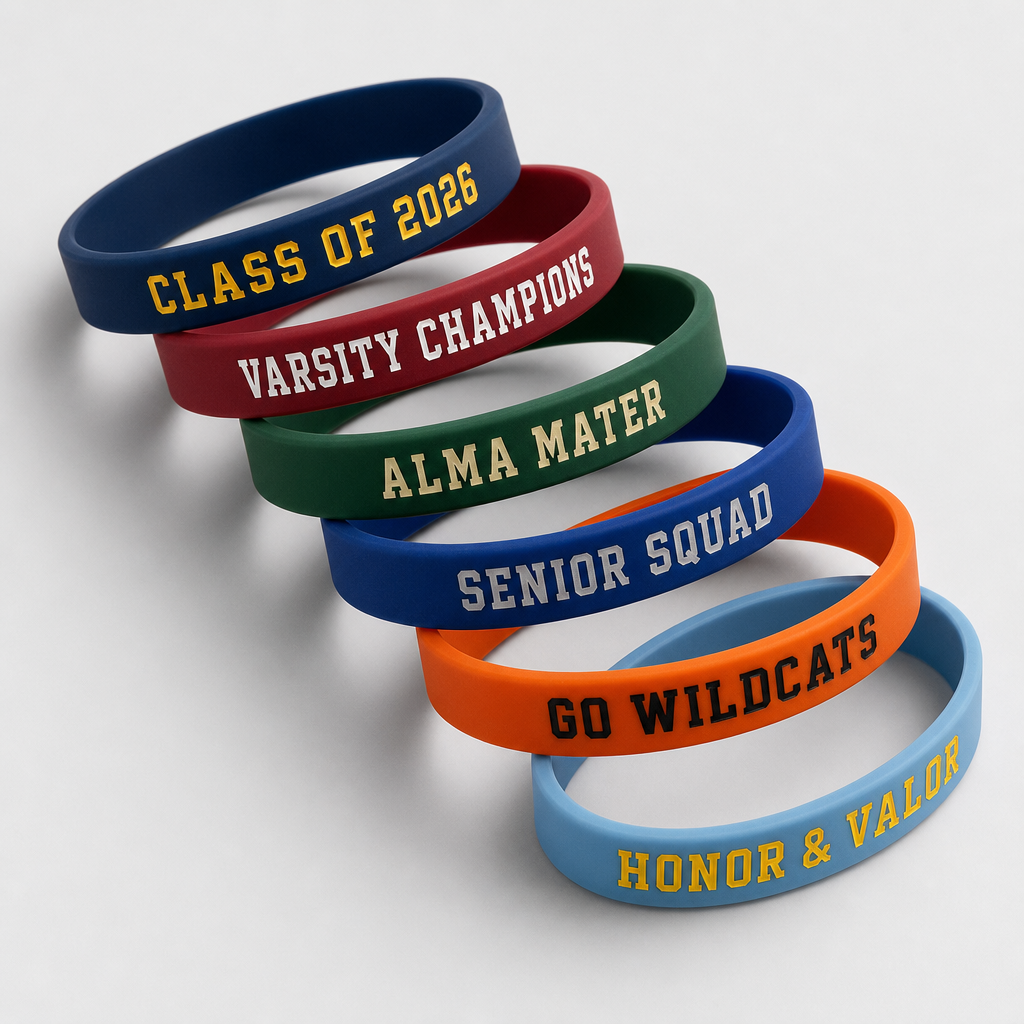 Custom Varsity Team Silicone Wristbands - Collegiate Dual-Color Rubber Bracelets for Schools, Sports Clubs & Graduation Keepsakes (No MOQ)