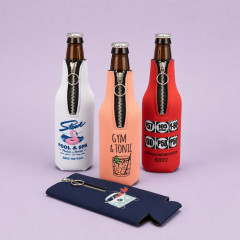 Custom Zip-Up Beer Bottle Cooler Jacket · 12oz Longneck Neoprene Koozies Wholesale