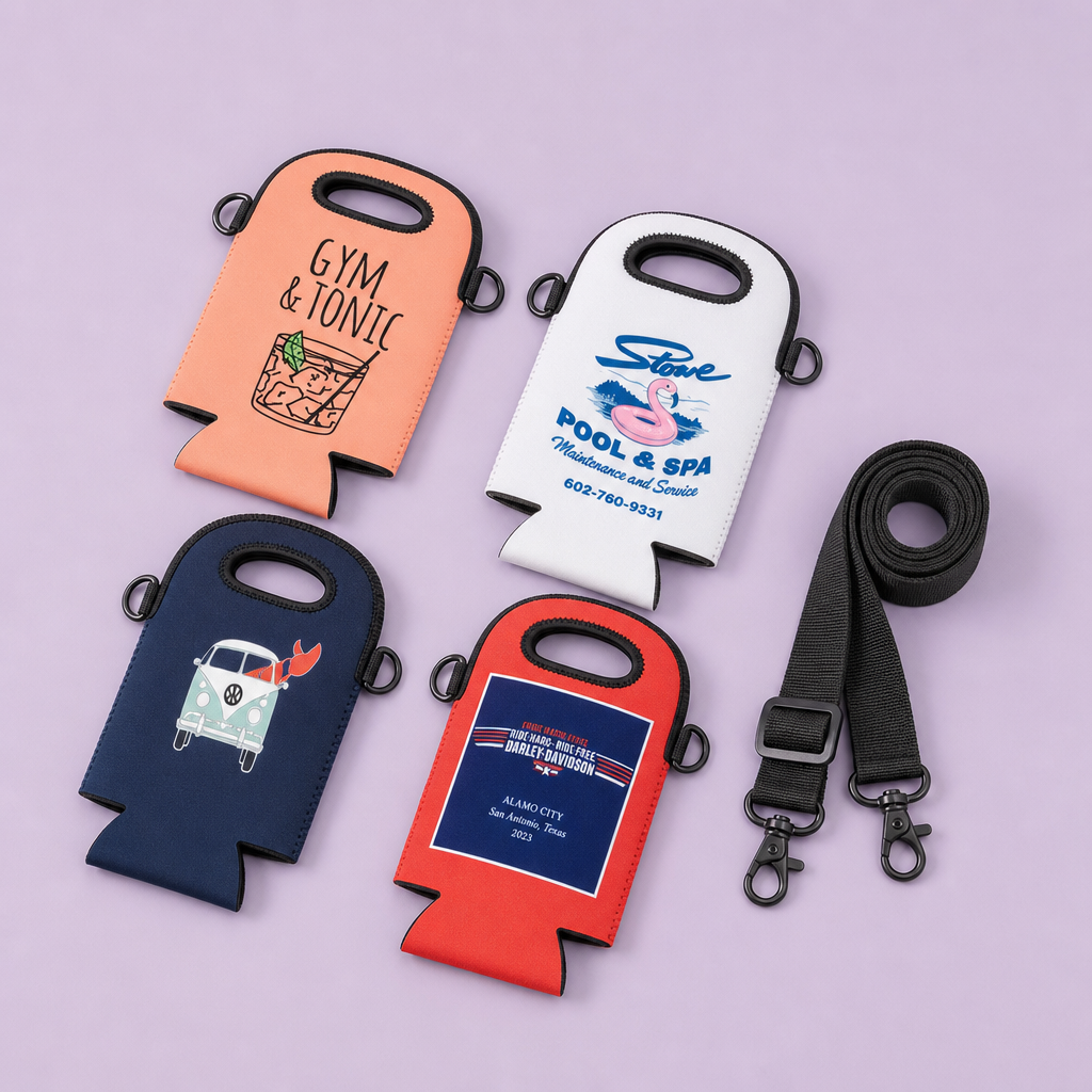 Custom Neoprene Water Bottle Carrier Sleeve with Strap & Handle · 24oz-32oz Flask Holder Wholesale